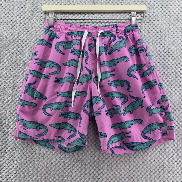 Chubbies Shorts Boys S 8/9 Pink Crocodile Print Lined Classic Swim Trunk Shorter - Picture 1 of 10